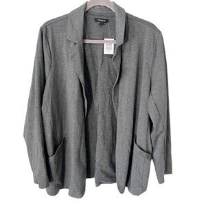 Torrid Blazer Women's 1X Gray Longline Ponte Knit Open Jacket Career NWT